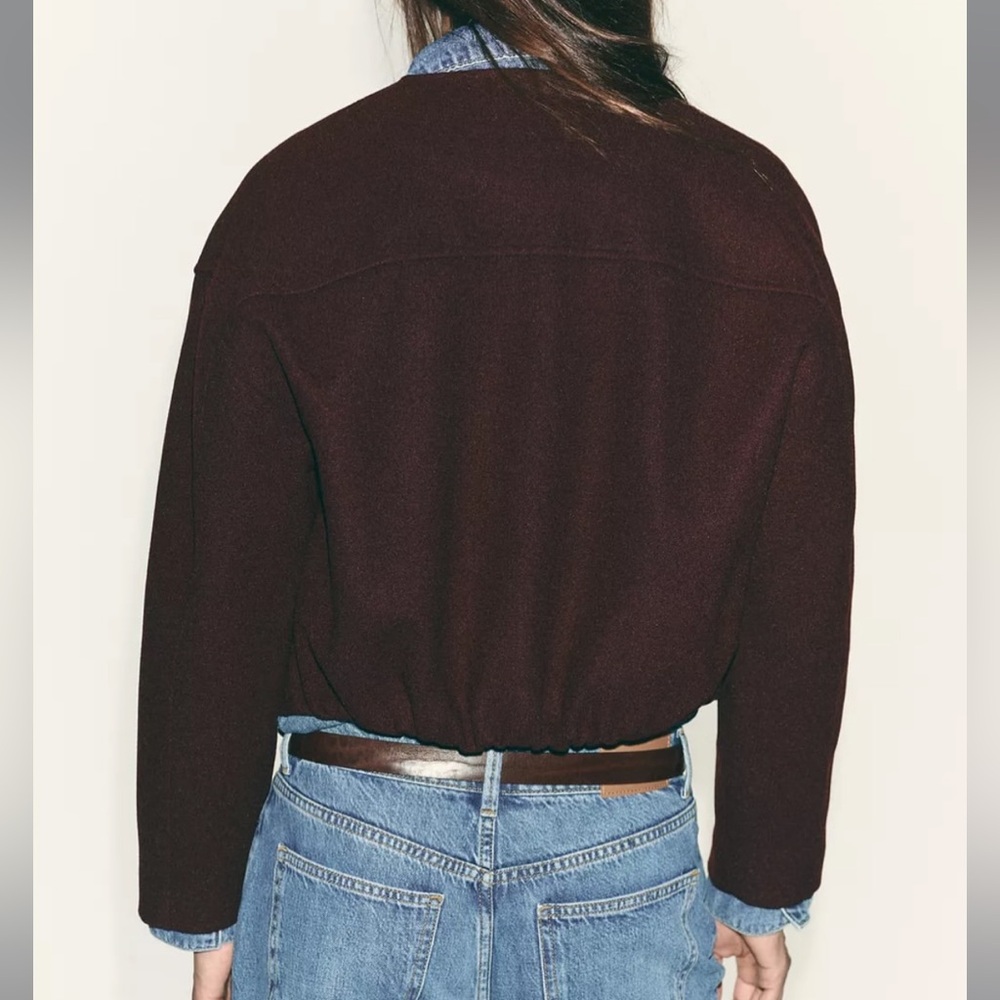 Zara NWT burgundy jacket with gold buttons - Picture 3 of 6